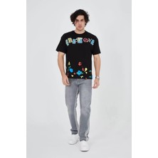 Tarz Yeri Erkek Baskılı Penye T-Shirt - Siyah