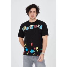 Tarz Yeri Erkek Baskılı Penye T-Shirt - Siyah