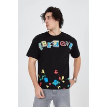 Tarz Yeri Erkek Baskılı Penye T-Shirt - Siyah