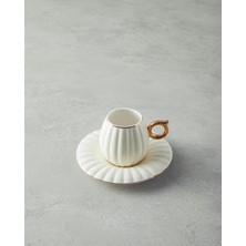 Polka New Bone China 12 Parça 6 Kişilik Kahve Fincan Takımı Beyaz