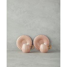 Polka New Bone China 4 Parça 2 Kişilik Kahve Fincan Takımı Pudra