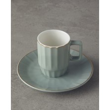 English Home Angely New Bone China 4 Parça 2 Kişilik Kahve Fincan Takımı Yeşil