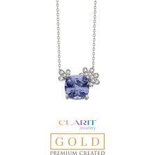 So CHIC Created Alexandrite Taşlı Clarit Serisi 14 Ayar Beyaz Altın Kolye