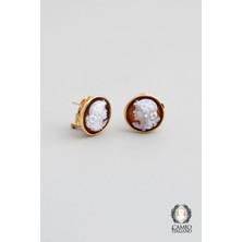 So CHIC Cameo Italıano 18 Ayar Sarı Altın Kaplama Gümüş Tasarım Küpe