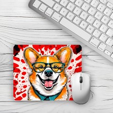 Suluboya Dil Çıkaran Köpek Tasarımlı Baskılı Kaydırmaz Taban 18X22 cm Mouse Pad