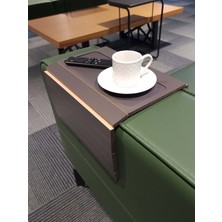 Arkitekt Ex Ahşap Katlanır Portatif  Organizer Yan Sehpa Kaydırmaz Deri Yüzeyli