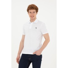 U.S. Polo Assn. Erkek Slim Fit Polo Yaka Beyaz Basic Tişört 50279573-VR013
