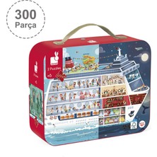 Janod 100 ve 200 Parça Çift Taraflı Çantalı Puzzle - Gemi