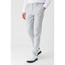 İmza Gri Keten Lastikli Yandan Cepli Casual Comfort Fit Jogger Pantolon 1003240159