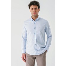 İmza Koyu Mavi Uzun Kollu Oxford Cepsiz %100 Pamuk Klasik Slim Fit Dar Kesim Gömlek 1004240188