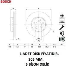 Bosch Ön Fren Diski Mercedes C W205 A205 S205 C205 E C238 A238 W213 S213 0986479H46 Bosch