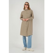 HE-QA Parçalı Modal Gömlek Vizon