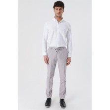 İmza Gri Armürlü Pamuklu Likralı 5 Cep Slim Fit Dar Kesim Casual Pantolon 1003230107
