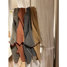 Sunof Baby Müslin Çoban Dikişli Kapşonlu Bebek Panço / Bornoz - %100 Pamuk 4 Katlı