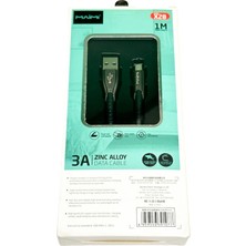 1 Metre - Gri - OUTPUT:3A - Mıcrousb / Data Şarj Kablosu - Zınc Alloy Kaplamalı -Samsung Ile Uyumlu