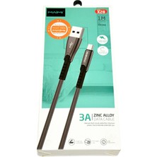1 Metre - Gri - OUTPUT:3A - Mıcrousb / Data Şarj Kablosu - Zınc Alloy Kaplamalı -Samsung Ile Uyumlu