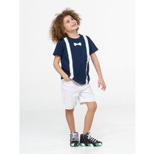 Casabony Papyon Beyaz Denim Şort + T-Shirt Takım