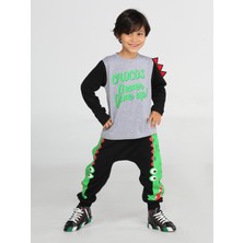 Casabony Crocos Siyah Erkek Çocuk Pantolon+T-Shirt Takım