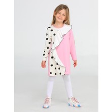 Puanlı Asimetrik Fırfırlı Kız Çocuk Elbise