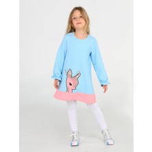 Ceylan Mint Pembe Dokuma Poly Kız Elbise