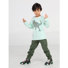 Casabony Yeşil Yazılı Dino Jogger +T-Shirt Takım