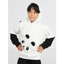 Casabony Panda Unisex Mobil Çantalı Krem Sweatshirt