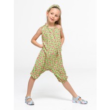 Casabony Fıstık Yeşil Kız Tulum + Saç Bandı