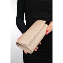 Luvi Marıa Koyu Bej Saten Taşlı Kadın Abiye Çanta