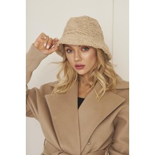 EKE TEKSTİL Camel Kadın Peluş Kova Model Balıkçı Bucket Hat Kışlık Şapka