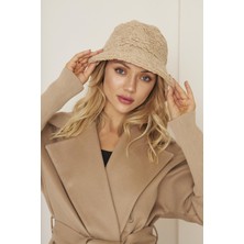 EKE TEKSTİL Camel Kadın Peluş Kova Model Balıkçı Bucket Hat Kışlık Şapka