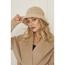 EKE TEKSTİL Camel Kadın Peluş Kova Model Balıkçı Bucket Hat Kışlık Şapka