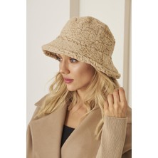 EKE TEKSTİL Camel Kadın Peluş Kova Model Balıkçı Bucket Hat Kışlık Şapka