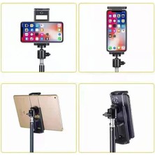 Asfal 210 cm Tripod 2 In 1 Metal Ayaklı Katlanabilir Döner Başlıklı Tablet ve Telefon Tutucu Stand