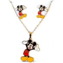 Pigado Sevimli Figürlü Çelik Çocuk Kolye Küpe Seti