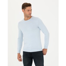 Pierre Cardin Erkek Açık Mavi Slim Fit Bisiklet Yaka Basic Triko Kazak 50270179-VR003