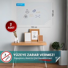 Pi Papers Akıllı Kağıt - 100x150 Cm Şeffaf, 2 Adet Yapışkansız Tutunan, Statik, İnovatif, Pratik, Duvara Yapışan Yazı Tahtası