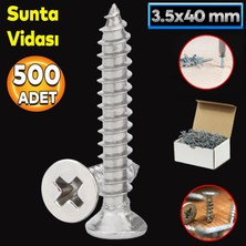 Badem10 Sunta Vidası 3.5X40 Paket 500 Adet Sivri Uçlu Ahşap Tahta Ağaç Mobilya Ayak Kulp Vidası