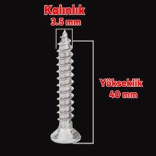 Badem10 Sunta Vidası 3.5X40 Paket 500 Adet Sivri Uçlu Ahşap Tahta Ağaç Mobilya Ayak Kulp Vidası