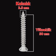 Badem10 Sunta Vidası 3.5X50 Paket 500 Adet Sivri Uçlu Ahşap Tahta Ağaç Mobilya Ayak Kulp Vidası