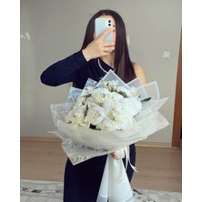 Zb Flowers İsteme çiçeği Solmayan Kıvrımlı Şakayık Buketi Gelin Buketi isteme Çiçeği Söz Çiçeği Sevgiliye Hediye Nişan