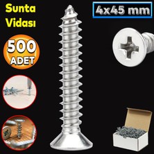 Badem10 Sunta Vidası 4X45 Paket 500 Adet Sivri Uçlu Ahşap Tahta Ağaç Mobilya Ayak Kulp Vidası