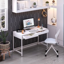 Dekorex CLM-106-BEYAZ Metal Ayaklı Çalışma Masası