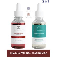 Lona Cosmetics Siyah Nokta, Sivilce Karşıtı ve Akne İzlerine Yardımcı Set Aha+Bha Peeling ve Niacinamide Serum