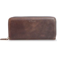 Guard Çift Fermuarlı Crazy Kahve Deri El Çantası - GRD2403XW22446