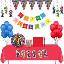 Parti Dükkanım Super Mario 16 Kişilik Full Parti Seti Kırmızı Renkli Eğlenceli Tasarım
