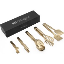 Kb Solingen Titanyum Gold 5"li Pasta, Makarna, Salata, Buz ve Şeker Maşa Seti