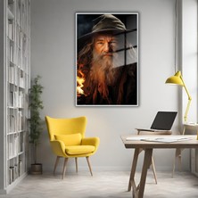Gaagart Metal Çerçeveli Cam Tablo Yüzüklerin Efendisi Gandalf Portresi