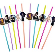 Parti Dükkanım Wednesday Addams Artistik Pipet (10 Adet)