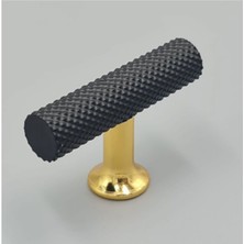 Koldoor Mobilya Dolap Kulpu Mutfak Çekmece Kulpu Çizgili Dal Siyah Gold Tek Düğme 2 Adet