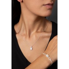 Elika Silver Kadın Baget Model 925 Ayar Gümüş Kolye Bileklik Set
